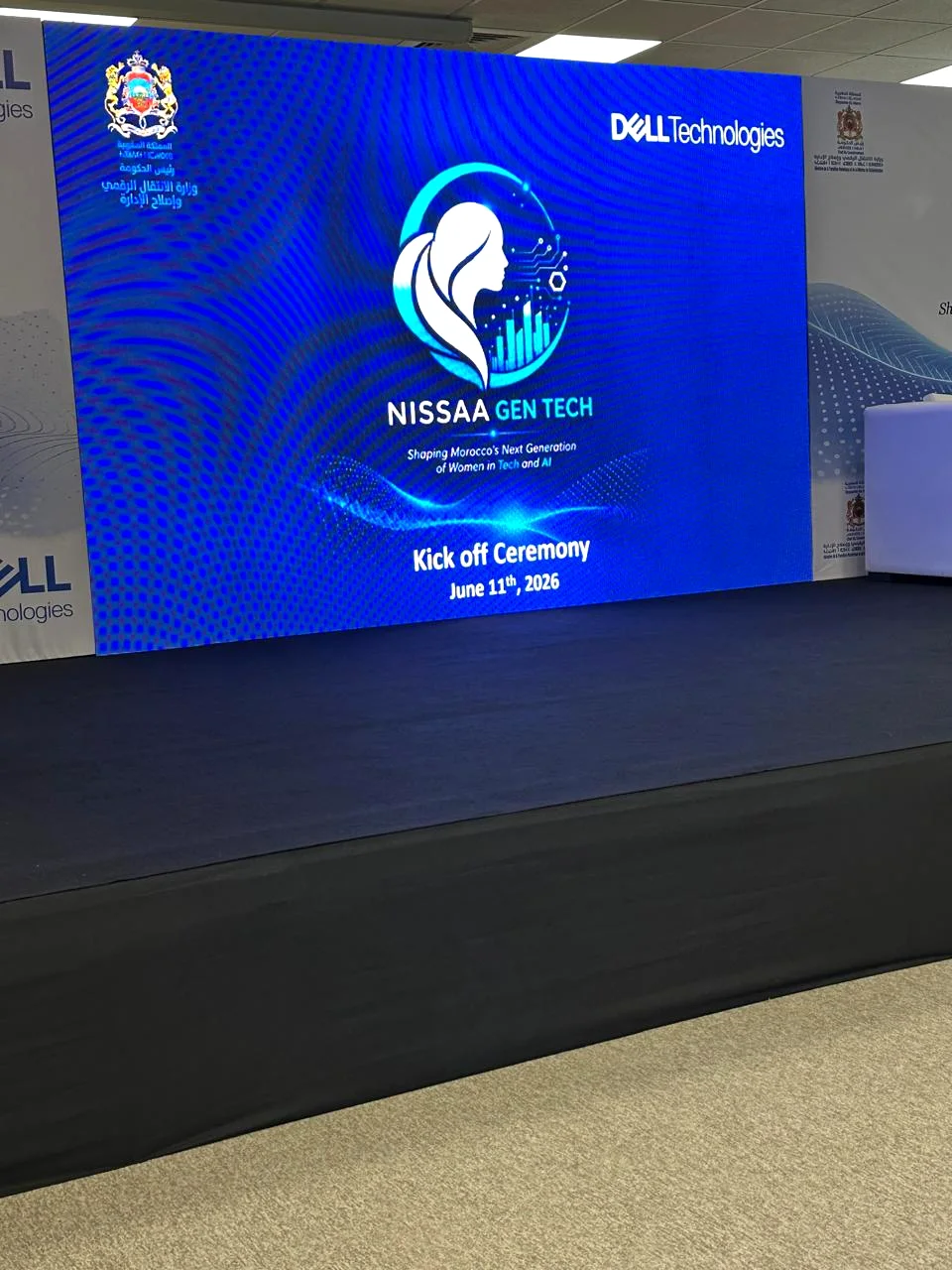 Écran de la cérémonie de lancement de Nissaa'Gen Tech, le 11 juin 2026 à Casablanca